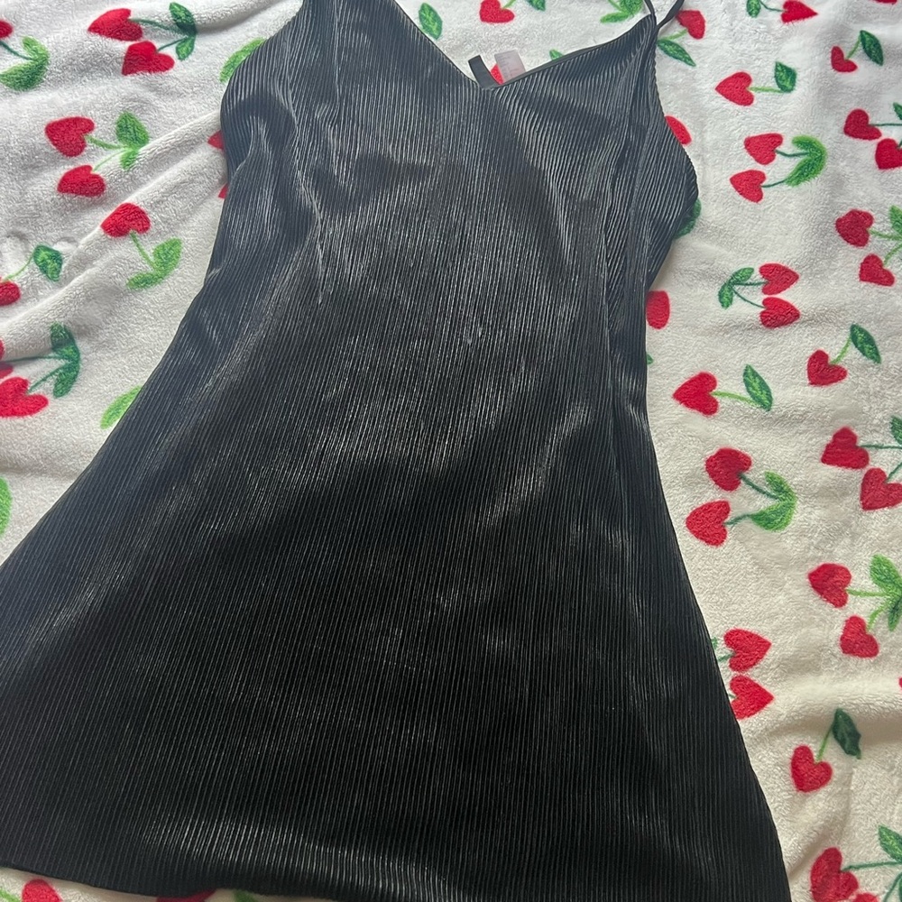 Black Ribbed Slip Dress
